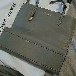 Marc Jacobs Grey Leather Open top Tote